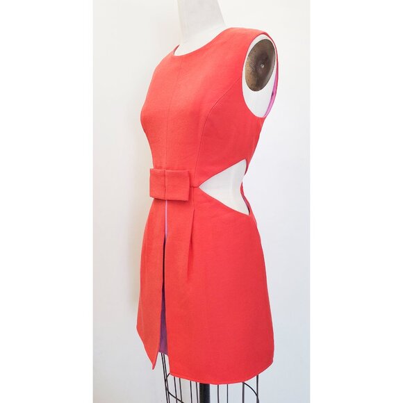 BCBGMaxAzria Womens Kathryne Side Cutout Bow-Front Mini Dress Pink Lilac - Picture 7 of 13